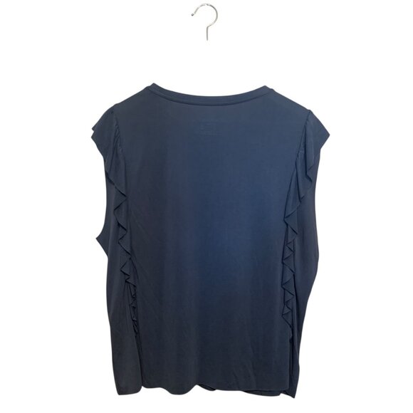 NWT Ariat Women’s Top Washed Jersey Knit Tank Raw Edge Ruffle Midnight Navy XL - Picture 5 of 8
